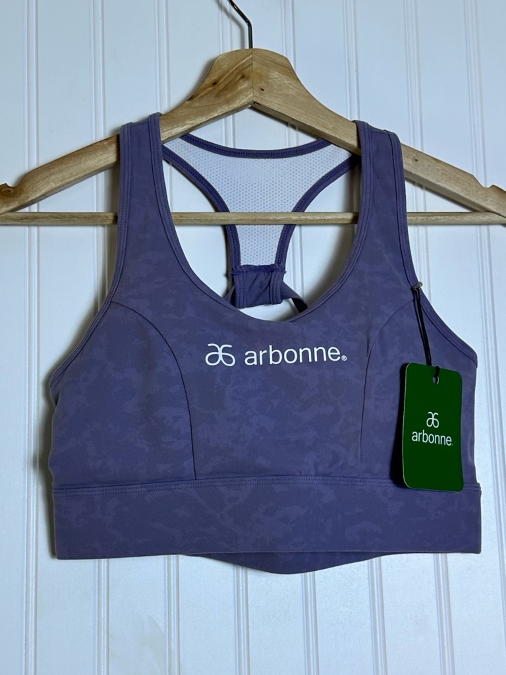Arbonne Soft Lavender Racerback Sports Bra NWT Medium acid-washed Sporty Gym - Picture 2 of 6